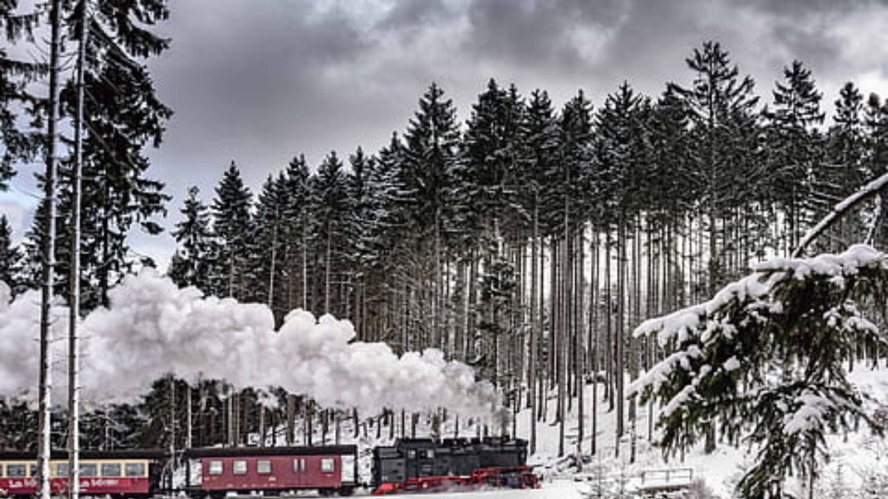 A toy train in shimla during winters