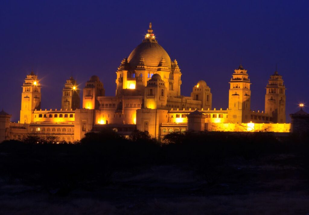 A palace lit at night in Jodhpur-Weekend-gataways-from-Rajasthan