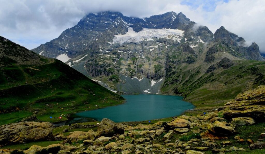 Great lakes trek kashmir, One of the pristine glacial lakes amidst a mountainous landscape.