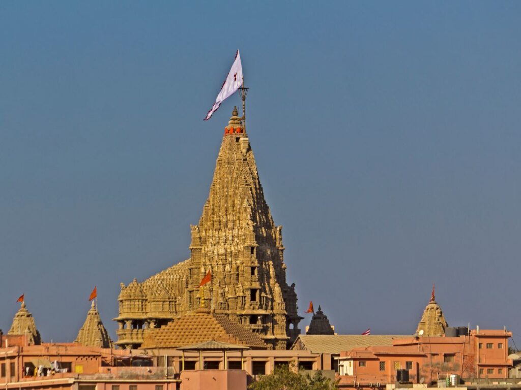 Dwarkadhish Temple, a magnificent shrine dedicated to Lord Krishna in Dwarka