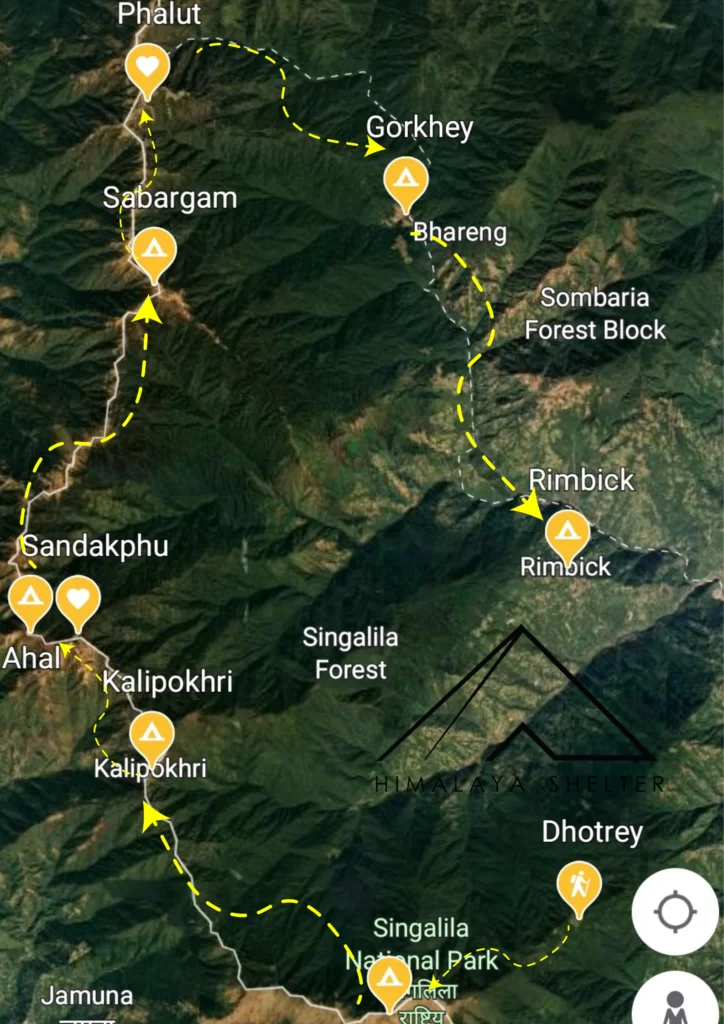 Sandakphu Trek Route map