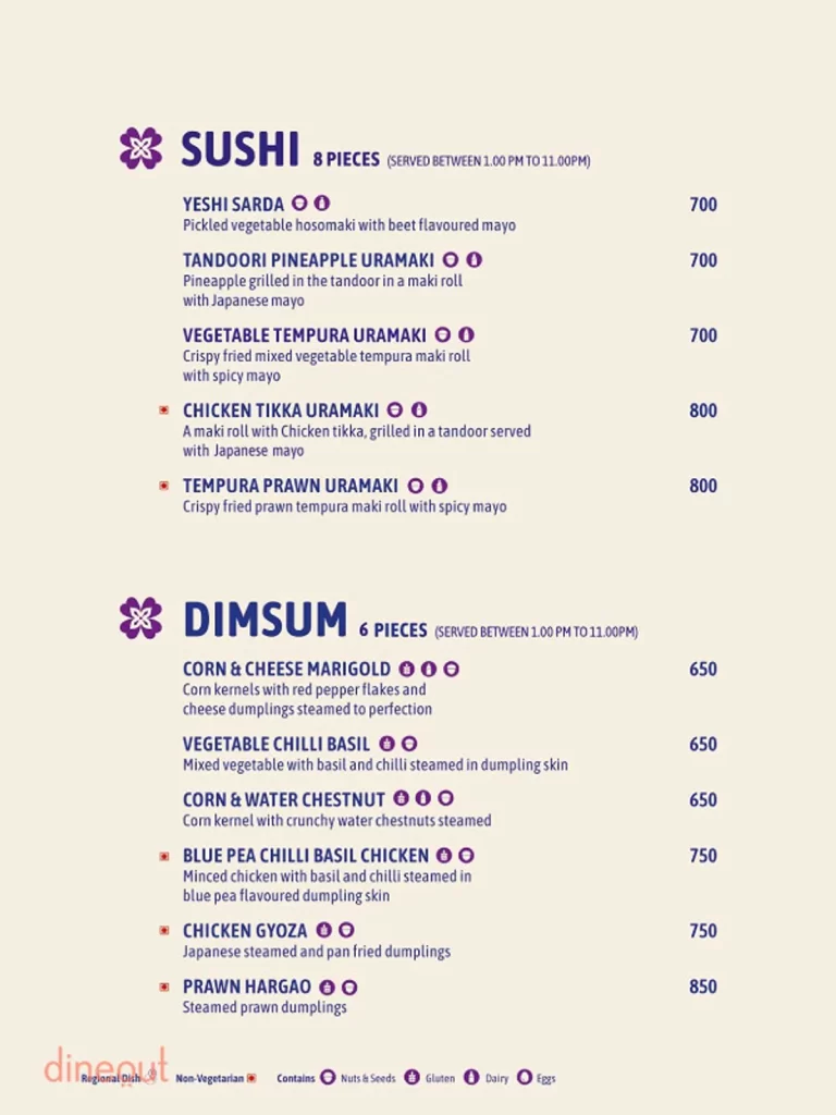 sushi and Dimsum: Purple Martini Goa Menu - by Swiggy