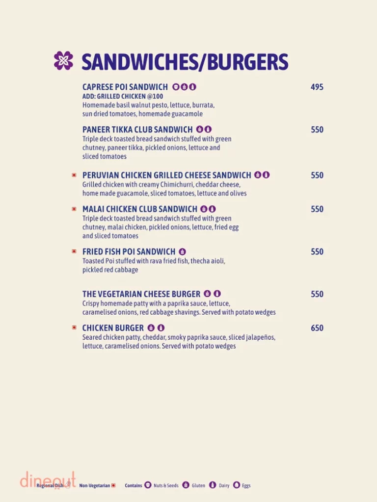 Sandwiches/Burgers: Purple Martini Goa Menu - by Swiggy