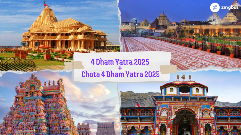 Purple and White Collage for 4 Dham Yatra and Chota Char Dham Yatra