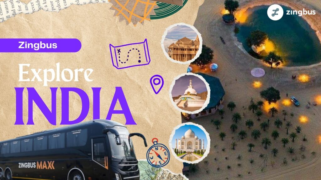 Beige - Black - Purple -White - Scrapbook - Places - to - Travel - In - India - Blog - Banner - Zingbus - Max