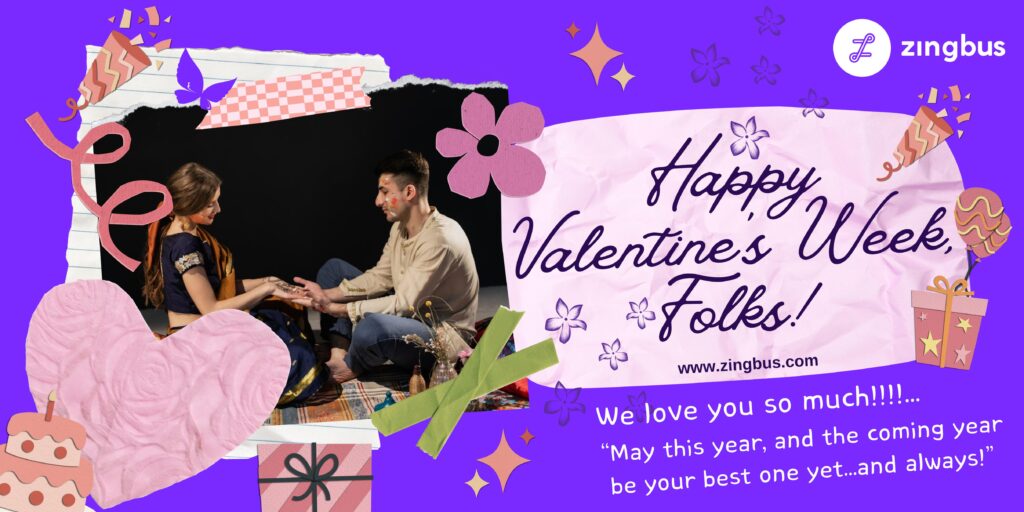 Valentine's Week: Happy Valentines Day Week - Blog Banner in Green - - Pink - Purple - Playful - Scrapbook Style - Positive - Message