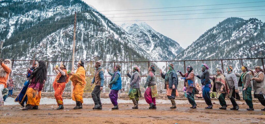 67810480a29a6 - people celebrating holi in sangla valley